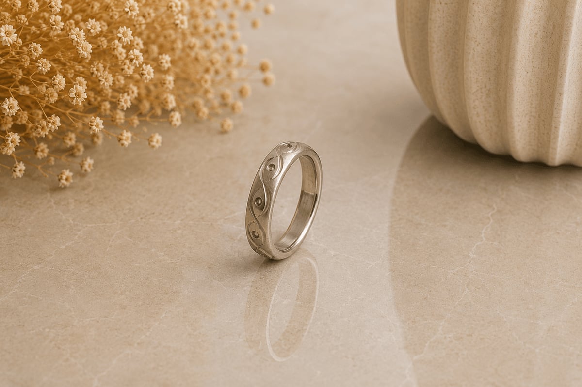 Wave CZ Dome Band Ring